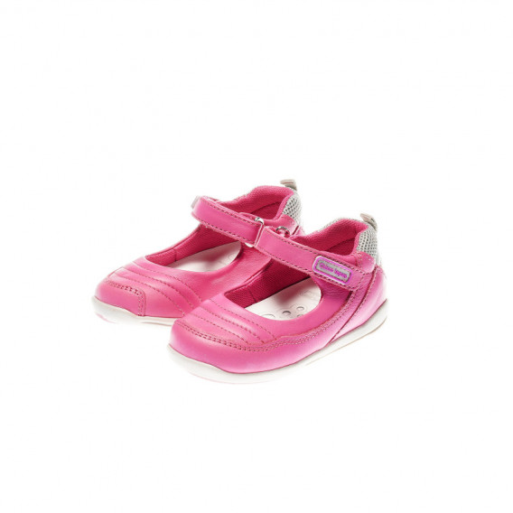 Кожени обувки за бебе момиче със сребрист детайл Chicco 40017 