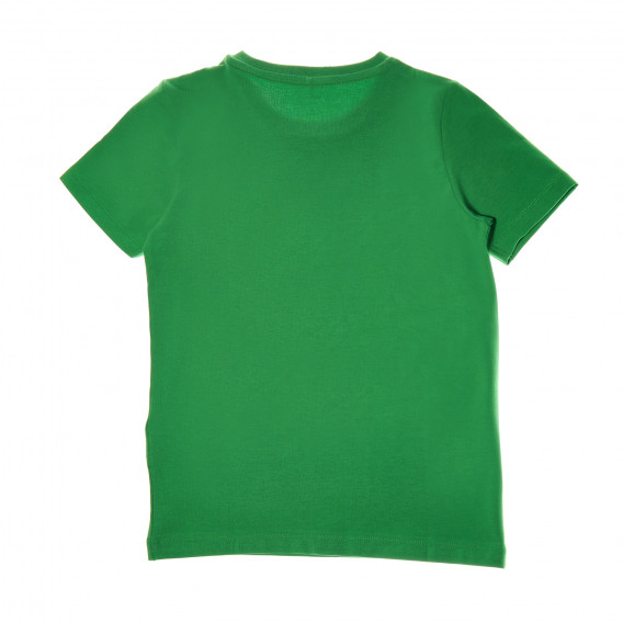 Тениска Jump High от органичен памук  за момче с жълт мотив, зелена Name it 40411 2
