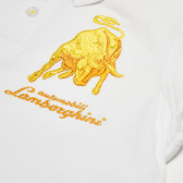 Поло тениска с бродирана емблема на марката за момче, бяла Lamborghini 40749 3