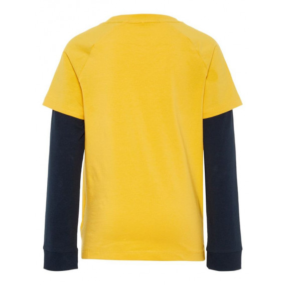 Памучна блуза с контрастни ръкави за момче,  жълта Name it 4075 2