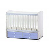 Бебешко креватче, Деси с подвижна решетка - трансформиращо в син цвят Dizain Baby 40957 