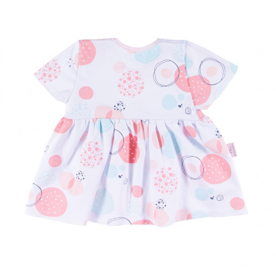 Памучна рокля с къс ръкав и цветен принт за бебе бяла Ewa Klucze 41602 1