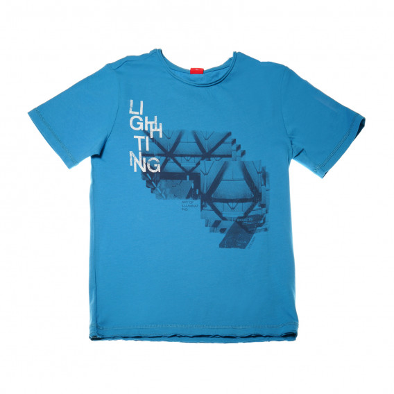 Памучна тениска с щампа за момче, синя s.Oliver 42223 