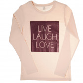 Блуза с дълъг ръкав и щампа "LIVE, LAUGH, LOVE" с блестящ брокат за момиче Esprit 42272 