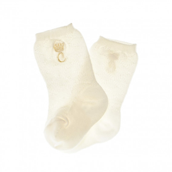 Чорапи с бродерия за бебе момиче, бежови Chicco 42397 