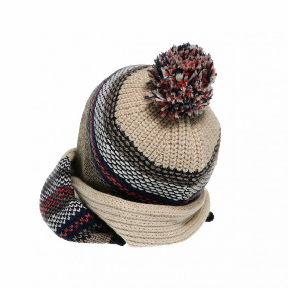 Плетен комплект шапка с помпон и шал за момче Chicco 42431 2