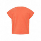 Памучна тениска в оранжев цвят  с картинка сладолед и къс ръкав за момиче Name it 42796 2