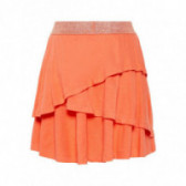 Плисирана пола с еластичен цветен ластик на кръста за момиче оранжева Name it 42838 2