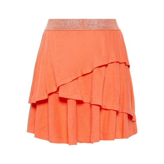 Плисирана пола с еластичен цветен ластик на кръста за момиче оранжева Name it 42838 2