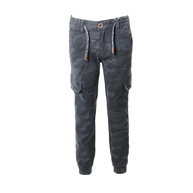 Камуфлажен панталон с връзки в черен цвят за момче  4296