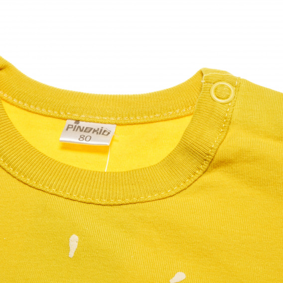 Памучна блуза с дълъг ръкав и релефен принт за бебе - унисекс Pinokio 43083 5