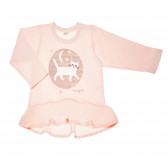 Памучна блуза с дълъг ръкав и апликация коте за бебе момиче Pinokio 43185 2
