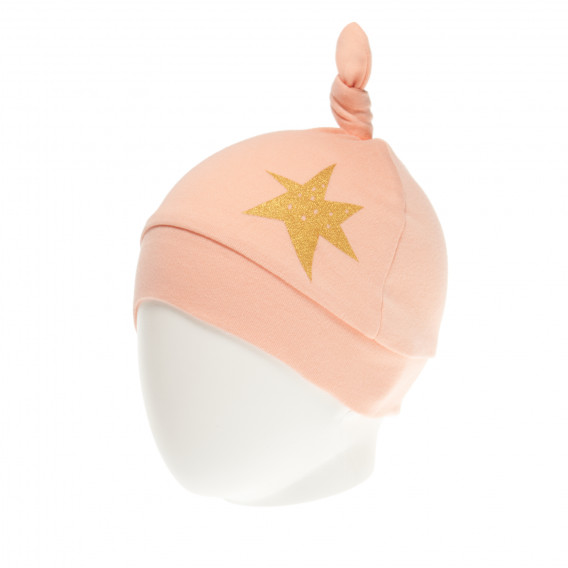 Памучна шапка за бебе момиче със златиста звездичка Pinokio 43306 2