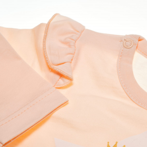 Памучна блуза с дълъг ръкав и къдрички на раменете за бебе момиче Pinokio 43837 3