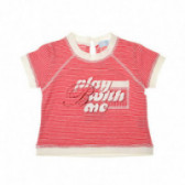 Памучна блуза с къс ръкав на райе в червено и бяло за бебе момиче Bluemarine 43890 