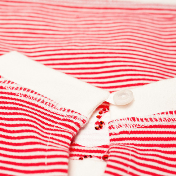 Памучна блуза с къс ръкав на райе в червено и бяло за бебе момиче Bluemarine 43897 4