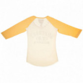Памучна блуза в комбинация от екрю и жълт цвят с дълъг ръкав за момиче Super Dry 43935 2