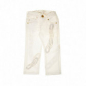 Дънков панталон за момиче с бродерия и камъчета за бебе, бял Roberto Cavalli 44026 