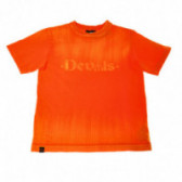 Памучна оранжева тениска с надпис за момче Roberto Cavalli 44056 