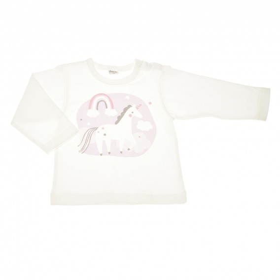Памучна блуза за бебе момиче с апликация еднорог и дъга Pinokio 44167 2