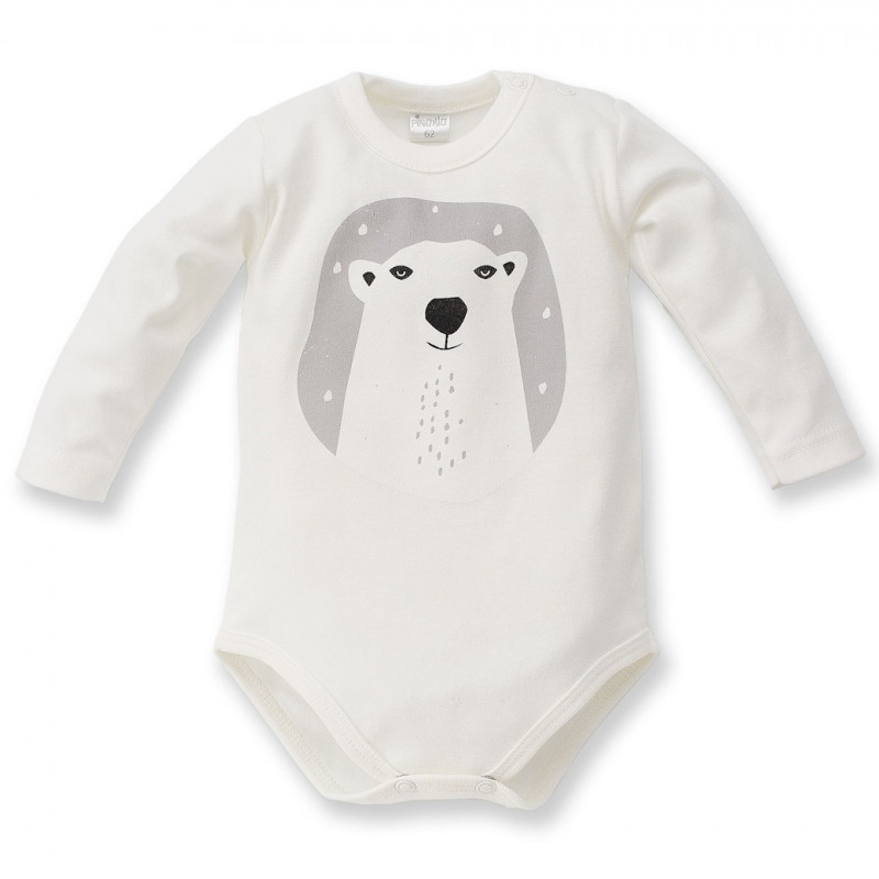 Памучно боди с дълъг ръкав и полярна мечка за бебе - унисекс  44299