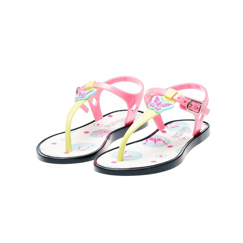 Силиконови сандали за момиче, жълто и розово  44341