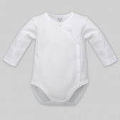 Памучно боди с дълъг ръкав за бебе - унисекс, бяло Pinokio 44497 