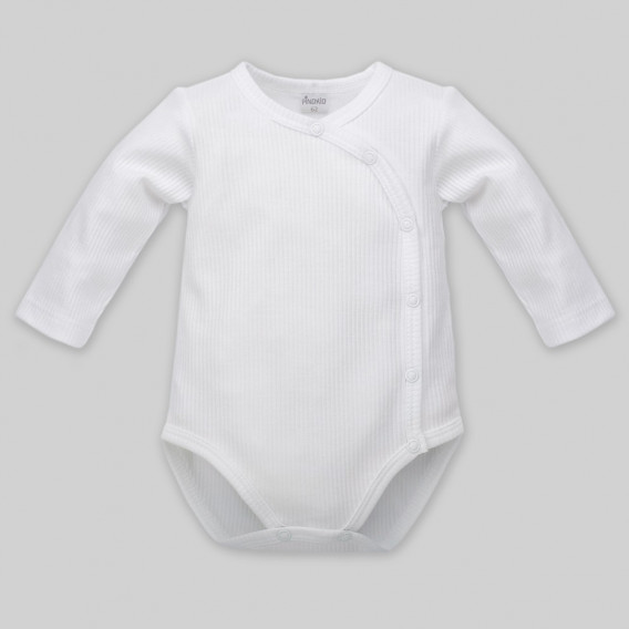 Памучно боди с дълъг ръкав за бебе - унисекс, бяло Pinokio 44497 