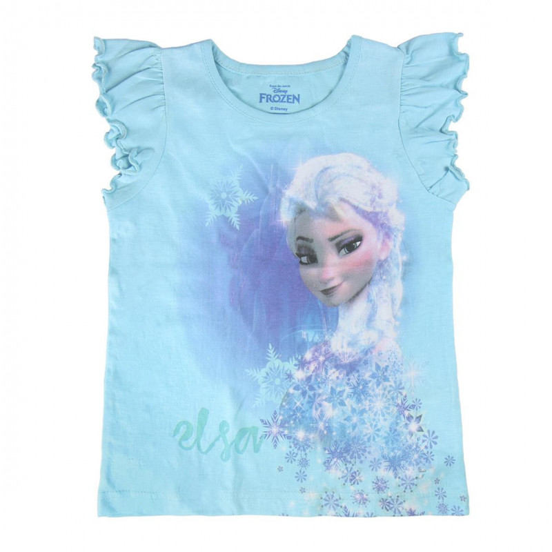 Памучна спортна блуза с принт Frozen с къс ръкав за момиче  44924