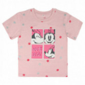 Памучна тениска розова Minnie Mouse с къс ръкав за момиче Minnie Mouse 44953 