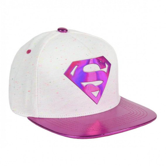 Бяла шапка за момиче декорирана с лого Superman Cerda 44977 