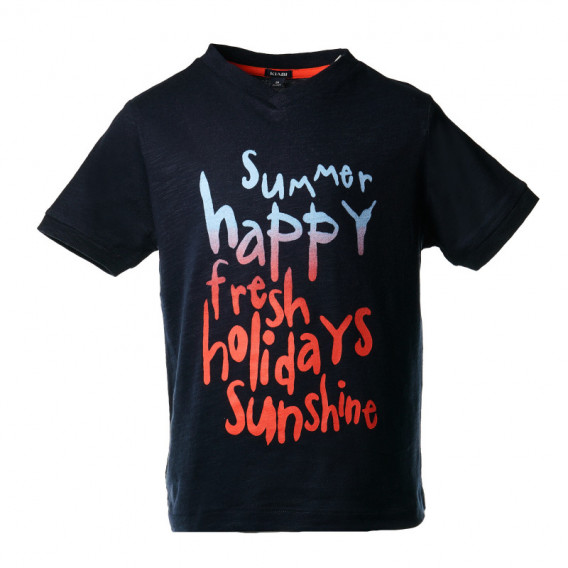 Памучна тениска с летен ваканционен надпис за момче KIABI 45306 