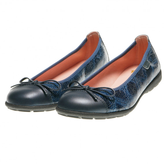 Сини обувки за момиче със змийски принт и панделка Paola 45424 