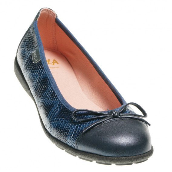 Сини обувки за момиче със змийски принт и панделка Paola 45426 3