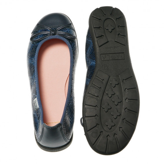 Сини обувки за момиче със змийски принт и панделка Paola 45427 4