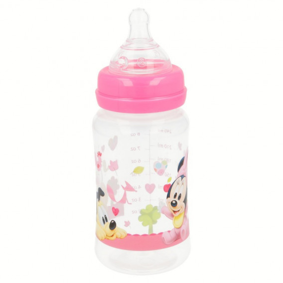 Полипропиленово шише за хранене Minnie Mouse, с биберон 2 капки, 0+ месеца, 240 мл, цвят: розов Minnie Mouse 45618 4