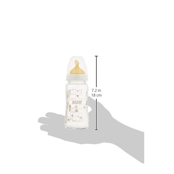 Стъклено шише за хранене, с биберон M, 0-6 месеца, 240 мл, цвят: бял NUK 45718 3