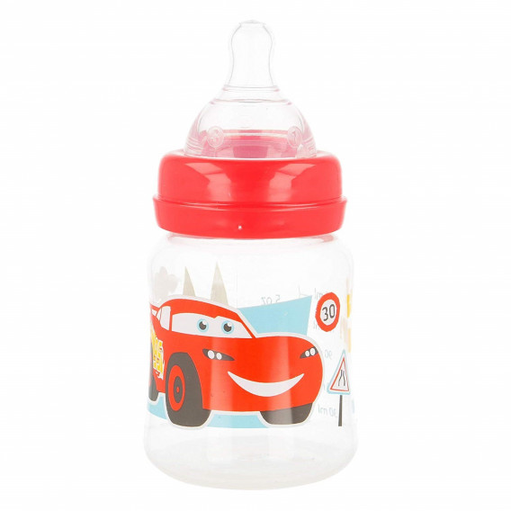 Полипропиленово шише за хранене с картинка, с биберон 2 капки, 0+ месеца, 150 мл, цвят: червен Cars 45838 4
