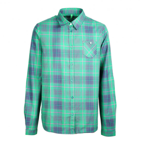 Памучна карирана риза с дълъг ръкав и копчета за момче Benetton 45999 