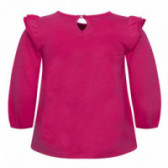 Canada House памучна розова блуза с дълъг ръкав и къдрички на раменете за момиче Canada House 46080 2