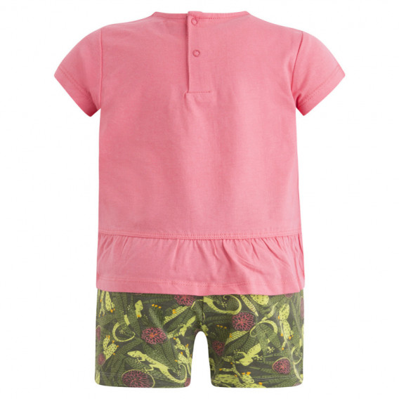Canada House комплект от памучни розова блуза с къс ръкав и шарени къси панталони с ластик за момиче Canada House 46090 2