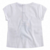 Памучна бяла блуза с къс ръкав и принт октопод за момиче Canada House 46104 2