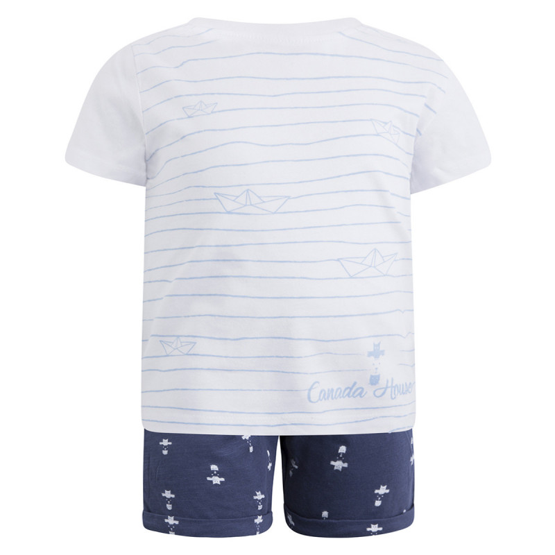 Canada House комплект от памучни летни блуза с къс ръкав и къси панталони на ластик с връзки за момче  46142