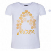 Памучна тениска с надпис ARIZONA и с къс ръкав за момиче Canada House 46183 