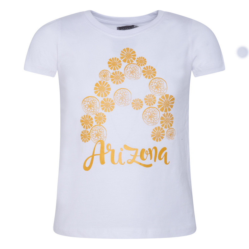 Памучна тениска с надпис ARIZONA и с къс ръкав за момиче  46183