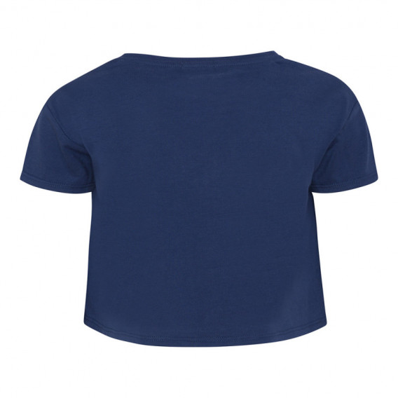 Къса памучна тениска с надпис за момиче, синя Canada House 46201 2