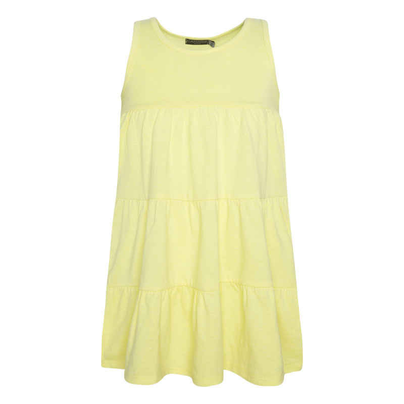 Лятна памучна рокля без ръкави за момиче, жълта  46226