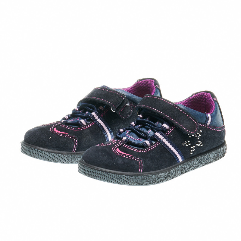 Обувки за момиче апликация златисти и розови капси  48432