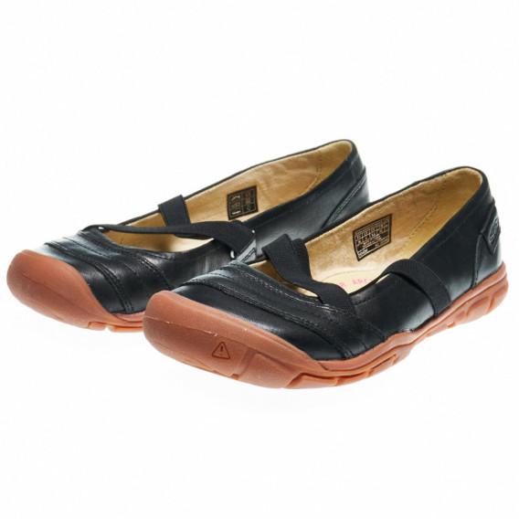 Черни обувки за момиче с декорация латици Keen 48530 