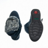 Зимни ботуши от естествен велур с катарама и капси в син цвят за момиче Bama 48608 3